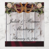 Bloemen en Hoefijzers, Bourgogne lint Wijn Etiket (Enkel label)