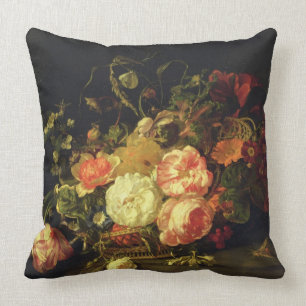 Bloemen en Insecten, 1711 (olieverf op paneel) Kussen