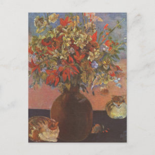 Bloemen en katten - Paul Gauguin Briefkaart