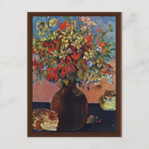 Bloemen en katten van gauguin Paul (beste kwalitei Briefkaart