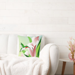 Bloemen en kolibrie Natuur Kussen