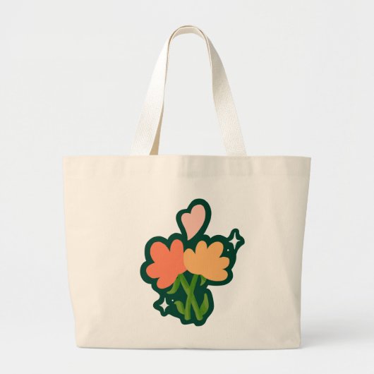 Bloemen en Konijn Grote Tote Bag (Voorkant)