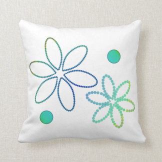 Bloemen en kralen, geel, groen en blauw kussen