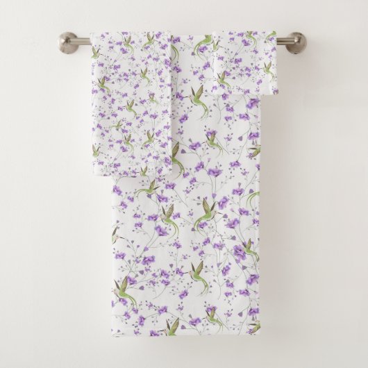 Bloemen en levende vogels bad handdoek (Insitu)
