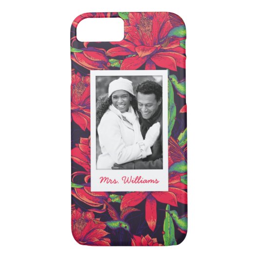 Bloemen en levende vogels | Foto en naam toevoegen Case-Mate iPhone Case (Achterkant)