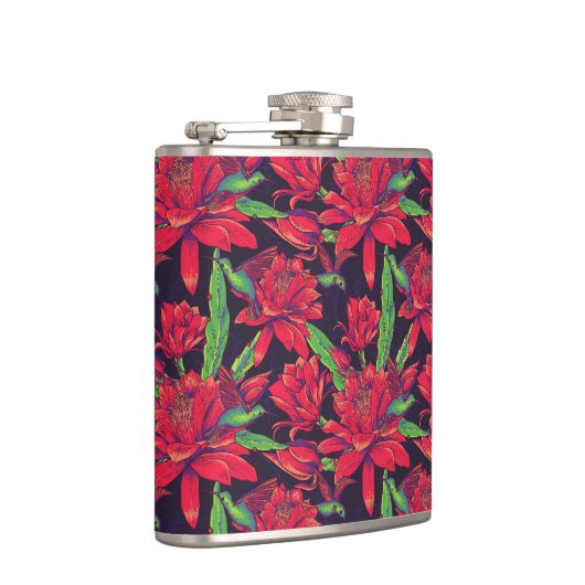 Bloemen en levende vogels heupfles (Rechts)