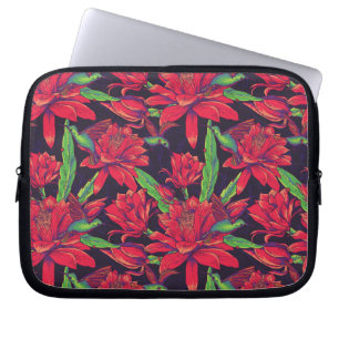 Bloemen en levende vogels laptop sleeve