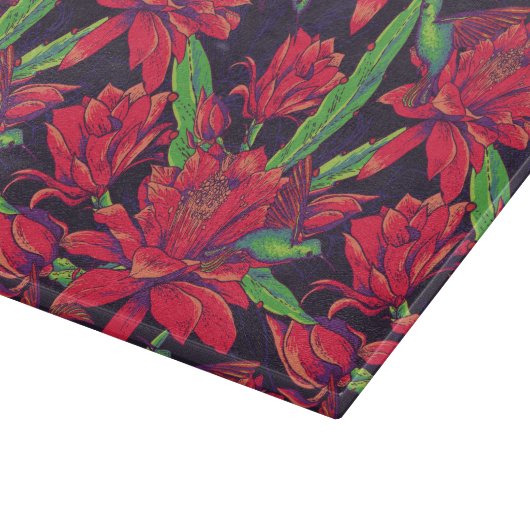 Bloemen en levende vogels snijplank (Hoek)