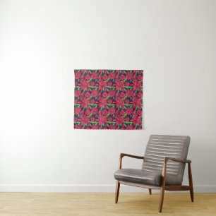Bloemen en levende vogels wandkleed