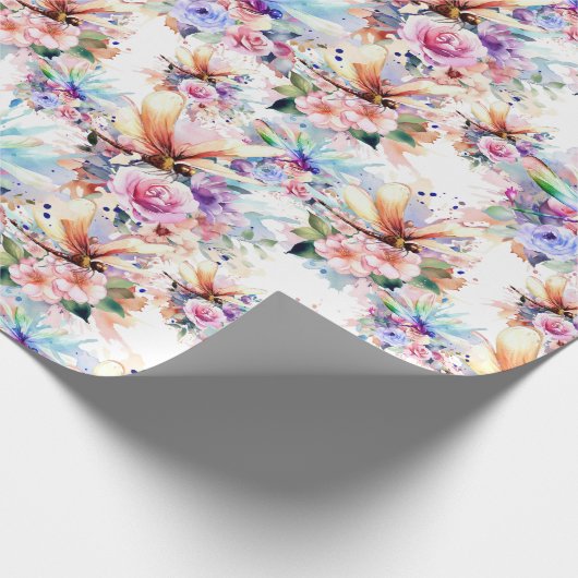 Bloemen en libellen inpakpapier (Hoek)