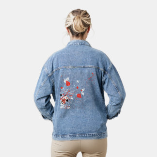 Bloemen en liefde denim jacket
