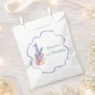 Bloemen en lint Eerste verjaardagsfeestje Bedankzakje