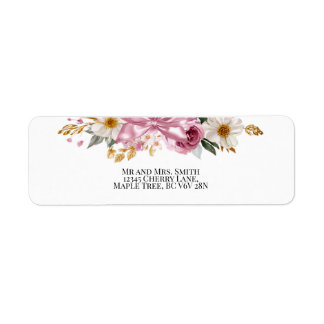 Bloemen- en lint retouradreslabels etiket