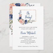 Bloemen en marine geometrisch | Oh Baby shower Kaart (Voorkant / Achterkant)