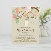 Bloemen en Mason Jars Bridal Shower Uitnodiging (Staand voorkant)