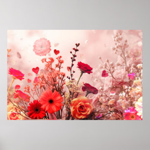 Bloemen en nog meer bloemen versieren deze romanti poster