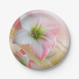 Bloemen en parels papieren bordje