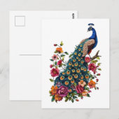  bloemen en pauw briefkaart (Voorkant / Achterkant)