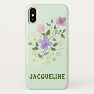 Bloemen en persoonlijke naam Jacqueline iPhone X Hoesje