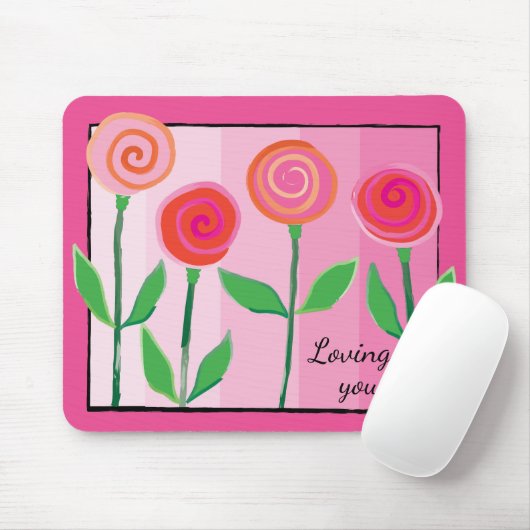 Bloemen en Pinks en Love Muismat (Met muis)