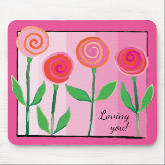 Bloemen en Pinks en Love Muismat