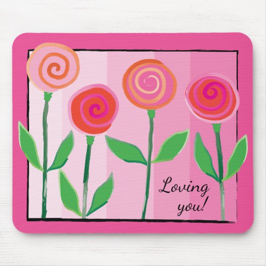 Bloemen en Pinks en Love Muismat (Voorkant)