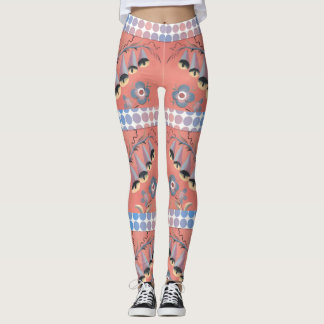 Bloemen en pioenen op een roze achtergrond leggings