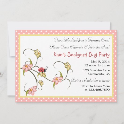 bloemen en polka dots verjaardagsfeest kaart (Voorkant)