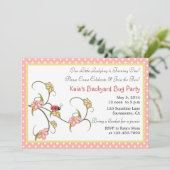 bloemen en polka dots verjaardagsfeest kaart (Staand voorkant)