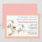 bloemen en polka dots verjaardagsfeest kaart (Voorkant / Achterkant)