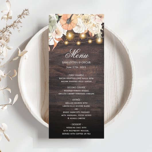 bloemen en pompoenherfst menu