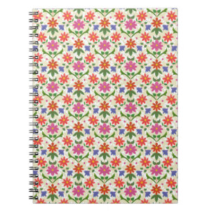 Bloemen en Poolse stippen op Ecru Spiral Notitiebo Notitieboek