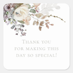 Bloemen en Prosecco Bedankt Bloemstuk Bruidsbruilo Vierkante Sticker