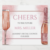 Bloemen en Prosecco Bruidsdiner Roze Goud Sparkling Wijnetiket (Enkel label)