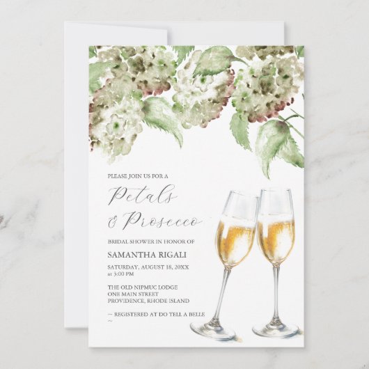 Bloemen en Prosecco Bruidsfeest Uitnodiging Hydran (Voorkant)