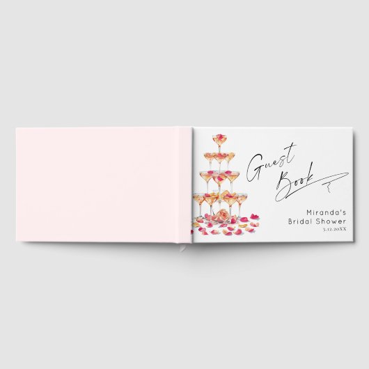 Bloemen en Prosecco Bruidsmeisjesfeest Heet roze Gastenboek (Volledig)