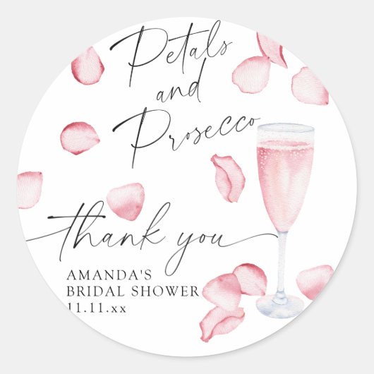 Bloemen en Prosecco - dank je bruidsfeest Ronde Sticker (Voorkant)