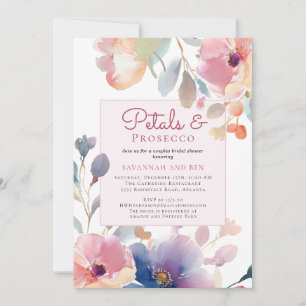 Bloemen en Prosecco Koppels Bruidsfeest Kaart