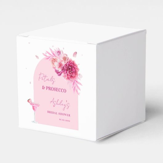 Bloemen en Prosecco Roze Bloemige Bruiloftsdouche Bedankdoosjes (Voorkant Zijde)