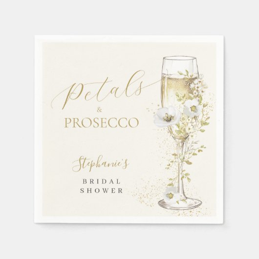 Bloemen en Prosecco Wilde Bloemen Bruidsdiner Servet (Voorkant)