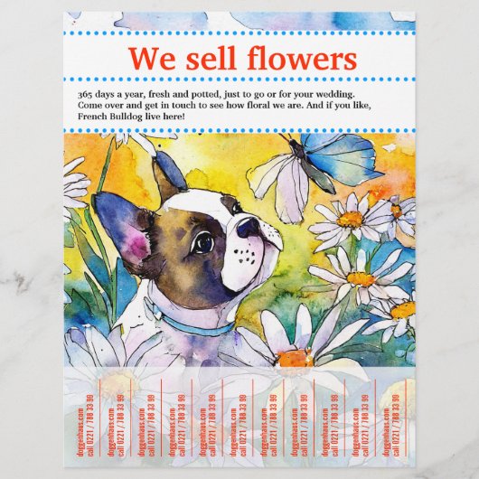 Bloemen en Puppies flyer verkopen (Voorkant)