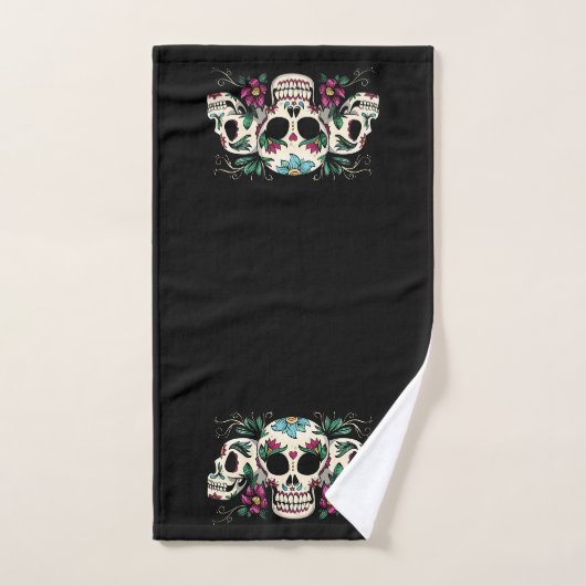 Bloemen en schedels bad handdoek (Handdoek)