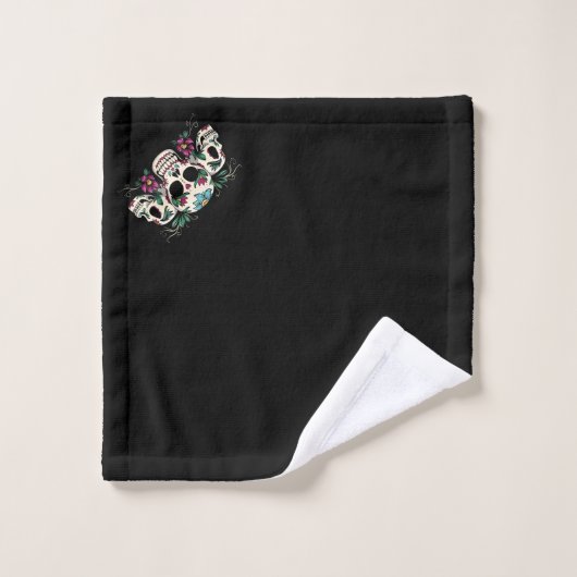 Bloemen en schedels bad handdoek (Wasdoekje)
