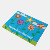 Bloemen en Sky Children's Playhouse Deurmat (Schuin)