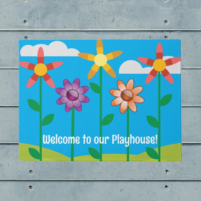 Bloemen en Sky Children's Playhouse Deurmat (Creator heeft geüpload)