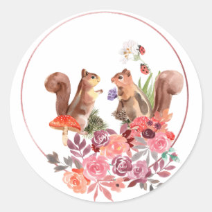 Bloemen en Sticker van eekhoorntjes