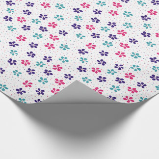 Bloemen en Stippen Bloemmotief Cadeaupapier