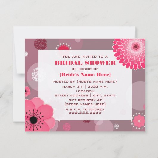 Bloemen en Stippen Bridal Shower Kaart (Voorkant)