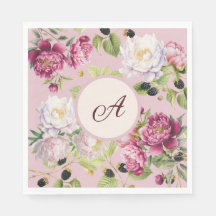 Bloemen en stippen Monogram servet