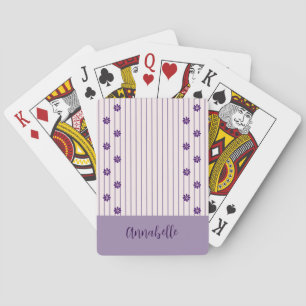 Bloemen en Strepen Aangepaste naam Violet en Blos Pokerkaarten